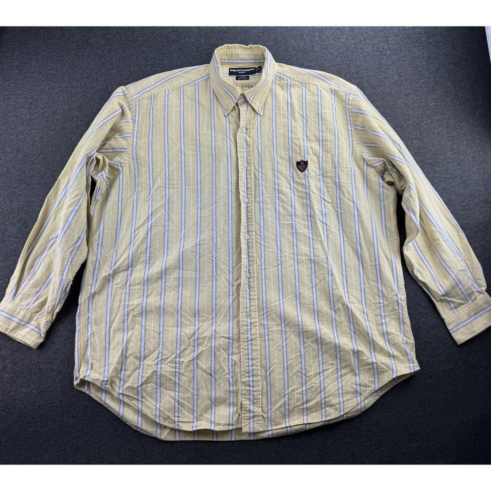 Ralph Lauren Golf Men's Oxford Shirt Size XL Tilden VTG Crest 90's Loose Comfort